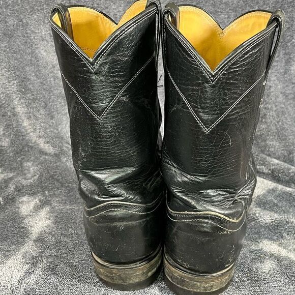 Justin Mens Roper Cowboy Boots  Size 8.5 Black Leather - Picture 4 of 7